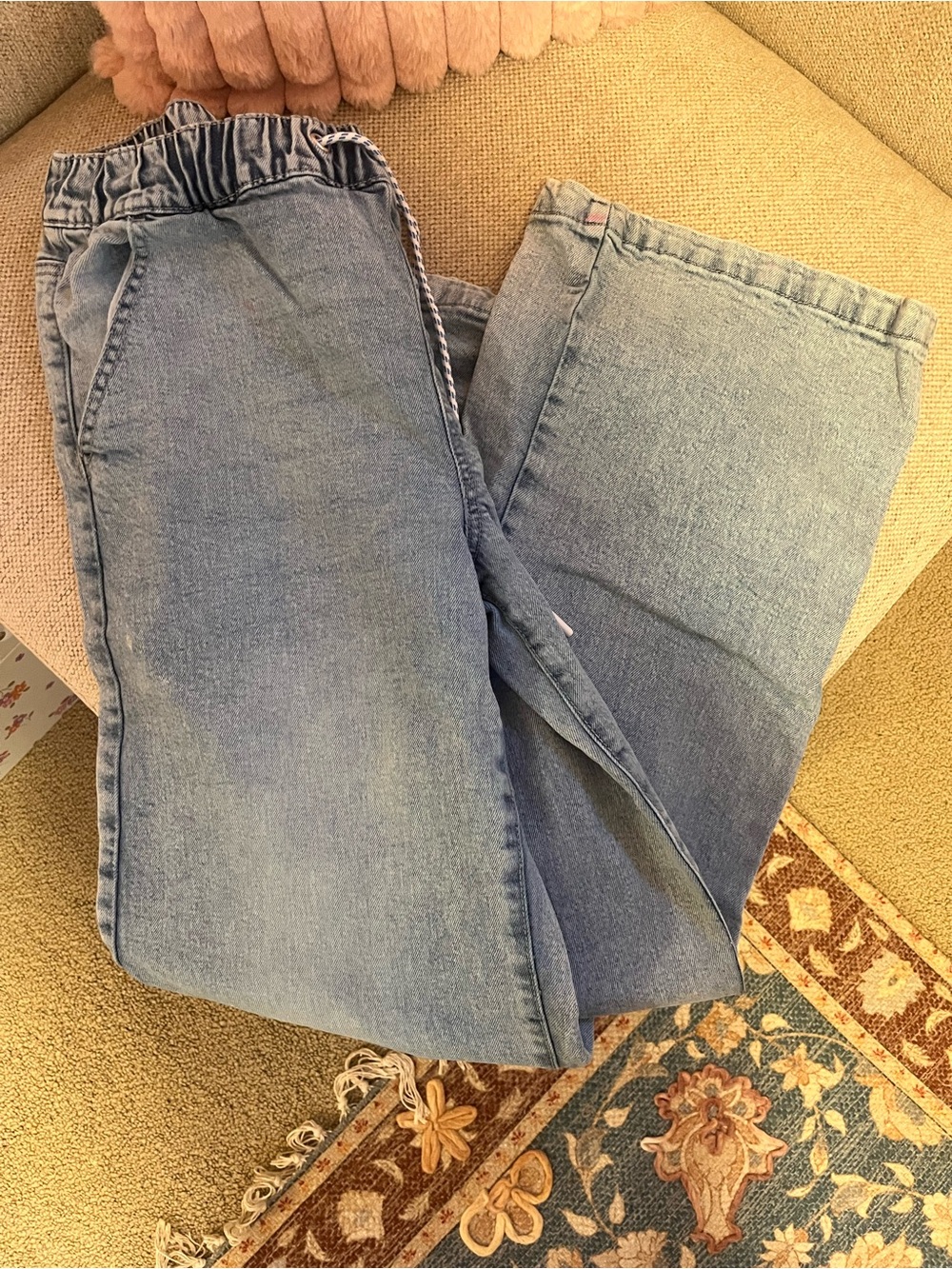 Express Light Blue Elastic Waist Jeans